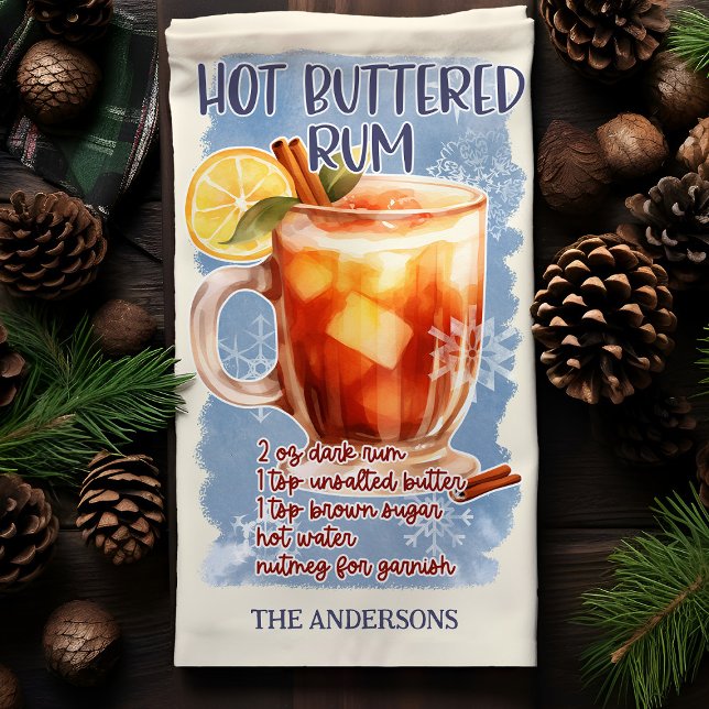 Recept på het smörsmörad rom julcocktail kökshandduk (Skapare uppladdad)