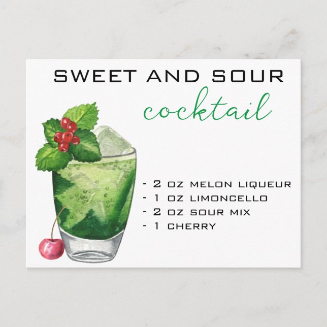 Recept på julcocktail Grön dryck Vykort (Framsida)