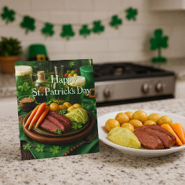 Recept på korv stekt med rödkål till St. Patrick's Julkort