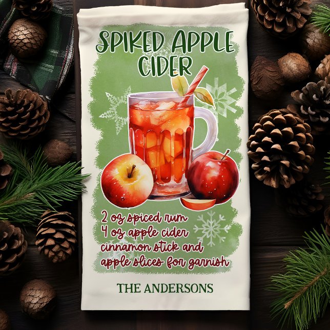 Recept på kryddad äppelciderjulcocktail kökshandduk (Skapare uppladdad)