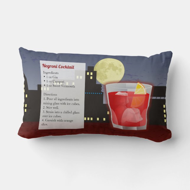 Recept på Negroni Cocktail Lumbarkudde (Baksida)