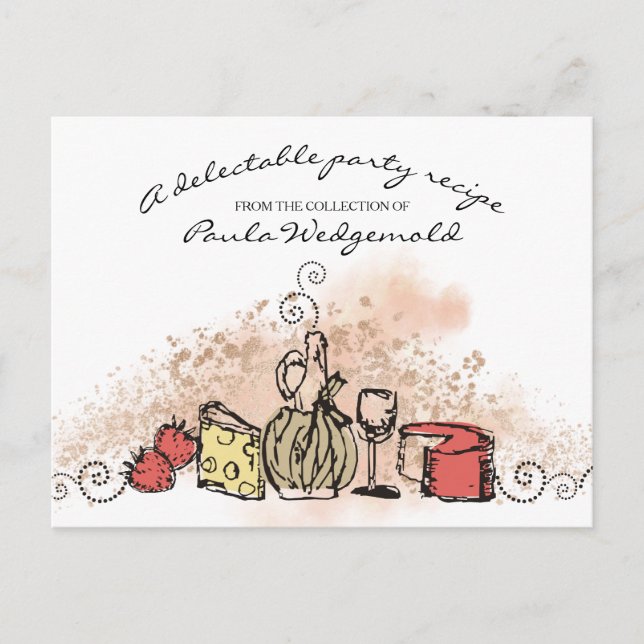 recept på ostfrukten vin middag party vykort (Framsida)