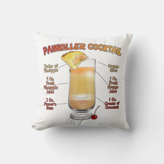 Recept på PAINKILLER Cocktail Konst   Kudde (Framsida)