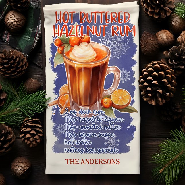 Recept på smörad hasselnötrom Christmas Cocktail Kökshandduk (Skapare uppladdad)