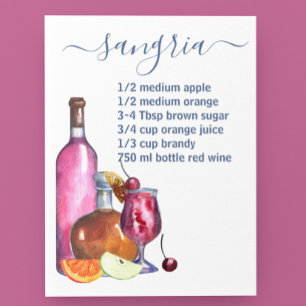 Recept på vattenfärg för cocktaildrinkar Sangria P Vykort