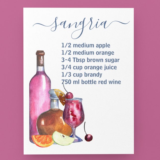 Recept på vattenfärg för cocktaildrinkar Sangria P Vykort (Skapare uppladdad)