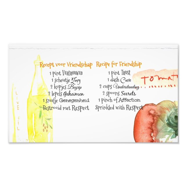 Recept voor Vriendschap Fototryck (Framsidan)