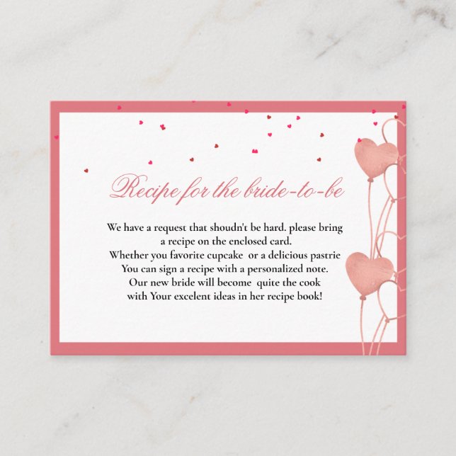receptet för begäran om valentinhjärtema för brude tilläggskort (Framsida)