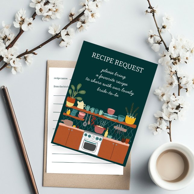 RECEPTFÖRFRÅGAN Bröllopsfest Söt ANPASSAD Tilläggskort (RECIPE REQUEST Bridal Shower Cute CUSTOM Enclosure Card
)