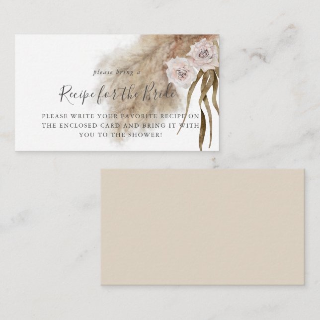 Receptförfrågan för bröllopsfest med Pampasgräs   Tilläggskort (Fram/baksida)