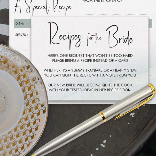 Receptförfrågan Grön Tvätt Bröllopsdusch Spelkort Rådkort (Recipe request cards that you can enclose with your invitations)