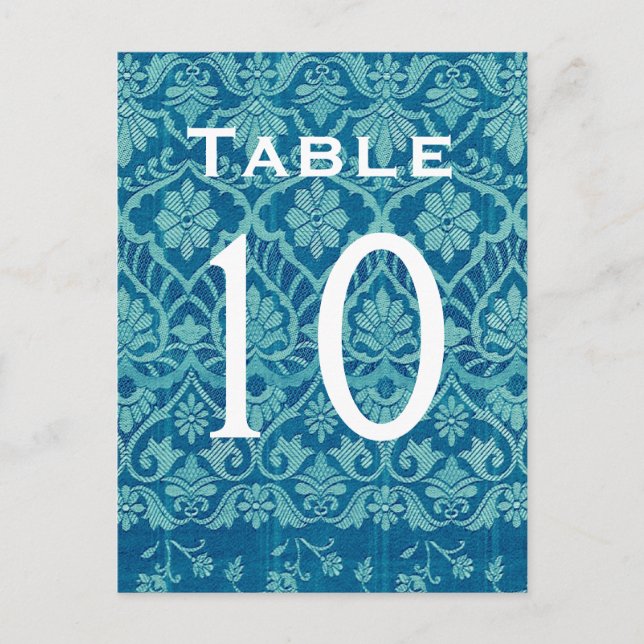 Recepti-kort för Bordsnummer av Turcouise Damask-b (Framsida)