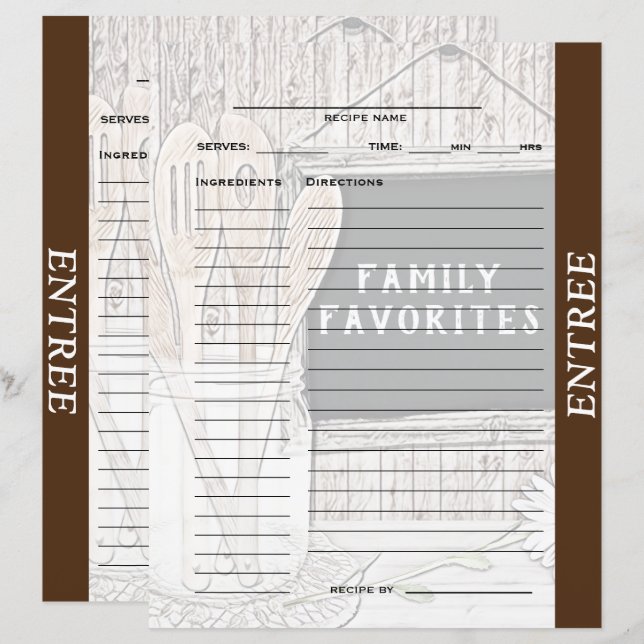 Receptinsats för huvurrätter (Fram/baksida)