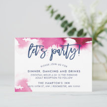 RECEPTION cute hand lettered dark pink watercolor