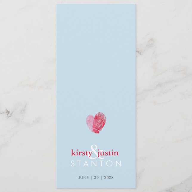 RECEPTION DINNER MENU söt fingeravtrycksblått Meny (Framsida)