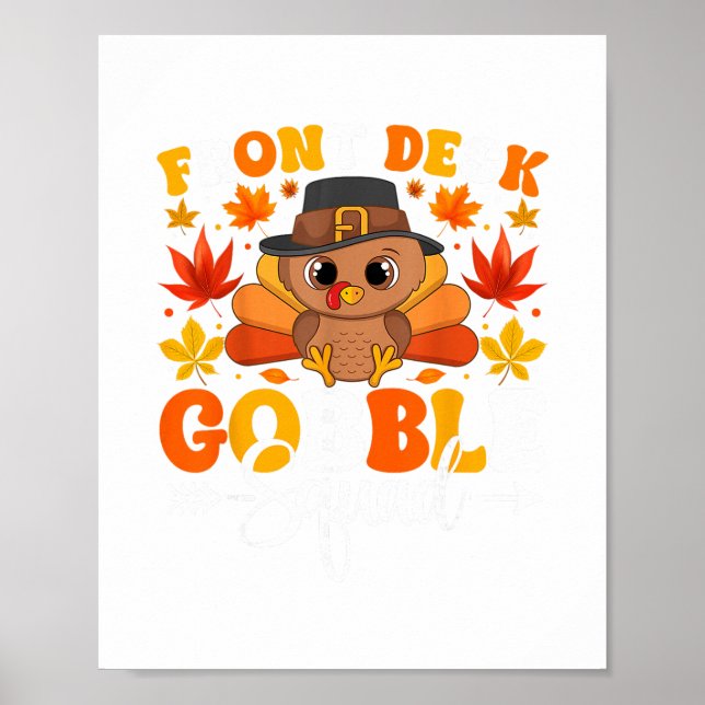 Reception Gobble Squad Roligt Höst Thanksgiving Poster (Framsidan)
