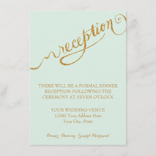 Reception Mint Script Forever in Love Guldglitter Tilläggskort