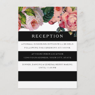 Reception MODERN Chic Breda Ränder m Vintage Rosor Tilläggskort