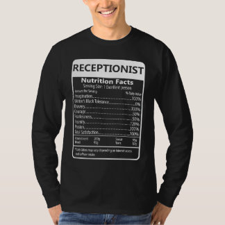 Receptionist Nutrition Facts Sarcastic Graphic T Shirt
