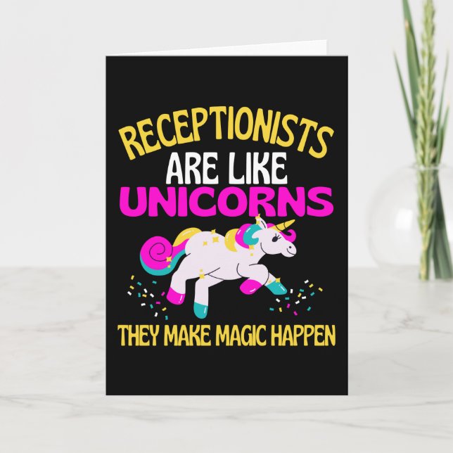 Receptionist Unicorn , Magic Unicorn Recept Kort (Framsida)
