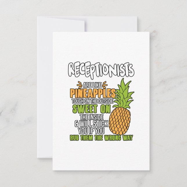 Receptionister är som ananas. tack kort (Framsida)