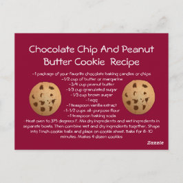 Receptkort Chocolate Chip peanut Butter Cookie Vykort
