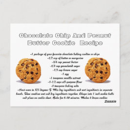Receptkort Chocolate Chip peanut Butter Cookie Vykort