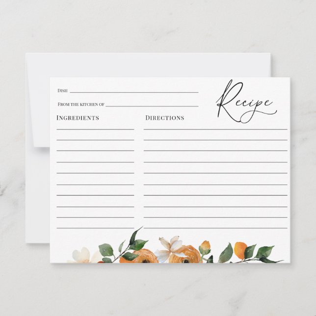 Receptkort för bröllopsfest med orangeblommor inbjudningar (Framsida)