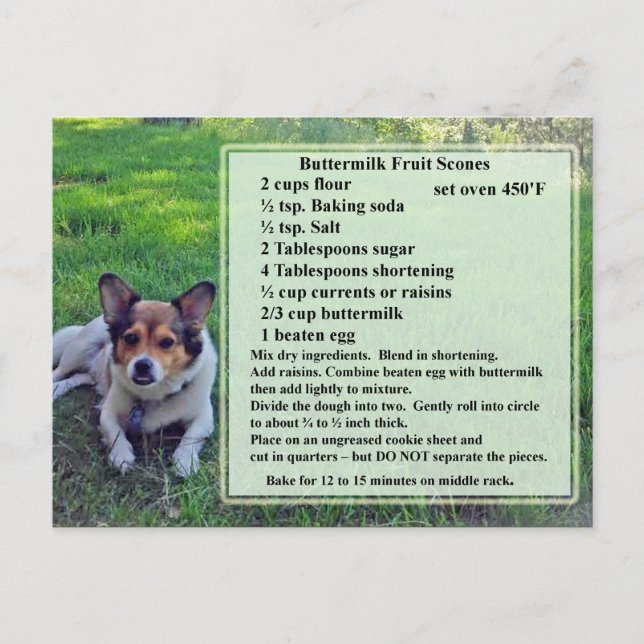 Receptkort för Buttermilksfruktsskoner Vykort (Framsida)