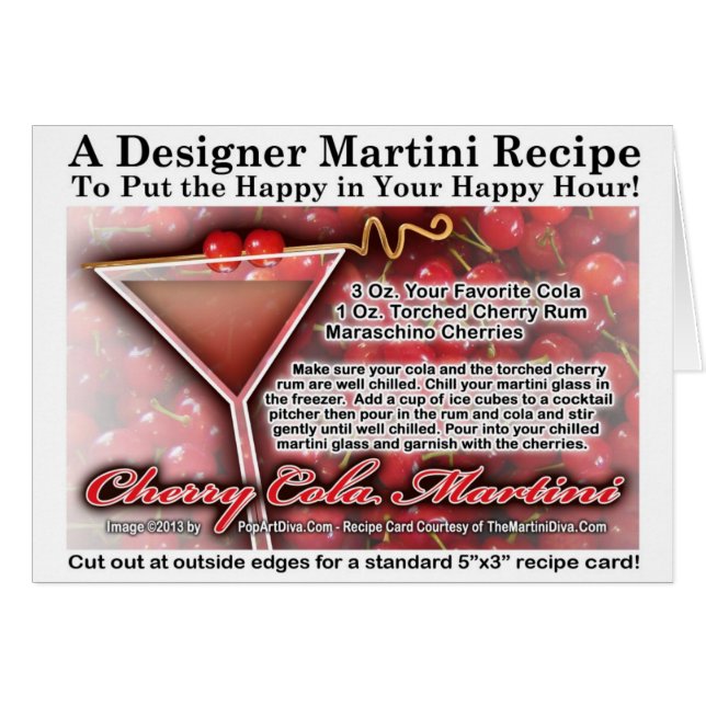 Receptkort för Cherry Cola Martini Hälsningskort (Framsidan Horizontal)