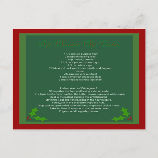 Receptkort för chokladkakor vykort (Framsida)