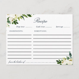 Receptkort för elfenbensvit blommigt vykort