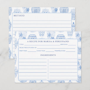 Receptkort för klassiskt blått och vitt ingefära B Inbjudningar