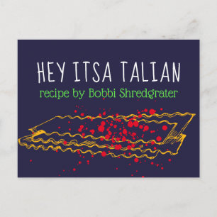 Receptkort för lasagna-pasta-personlig vykort