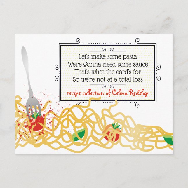 Receptkort för matlagningsmatlagning i italienska  vykort (Framsida)