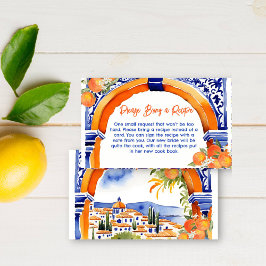 Receptkort för orange blått azulejo talavera tilläggskort