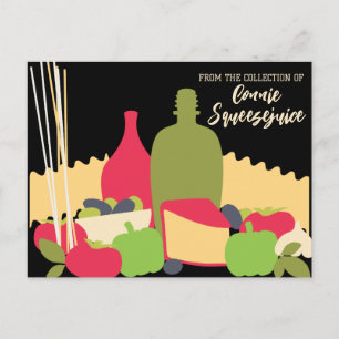 Receptkort för pasta sauce italiensk matkock vykort