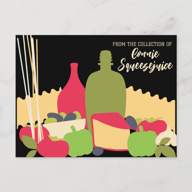 Receptkort för pasta sauce italiensk matkock vykort (Framsida)