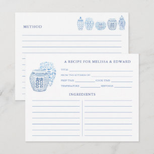 Receptkort för Preppy Blue and White Ginger Burk Inbjudningar