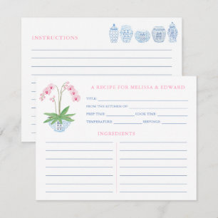 Receptkort för Rosa Blue Orchid Möhippa Inbjudningar