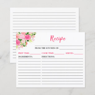 Receptkort med rosa rosor