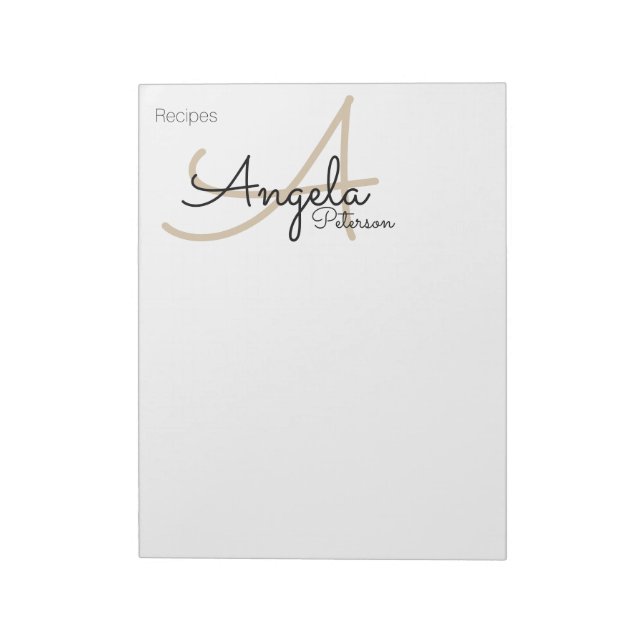 Receptnoter för kocken monogrammed anteckningsblock (Roterad)