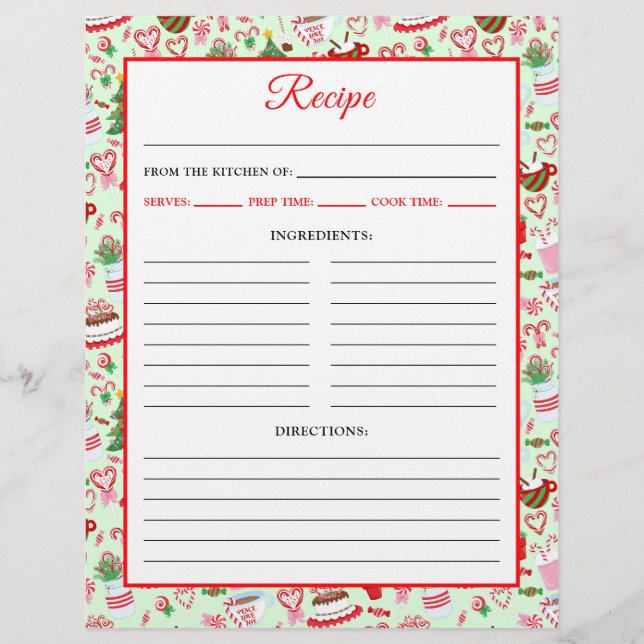 Receptsida för julhälsningar i Candy cane Reklamblad (Framsidan)