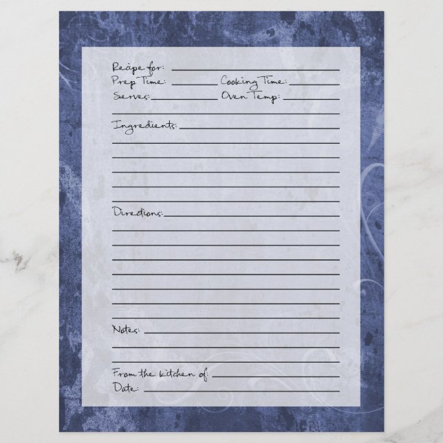 Receptsida - Mörkblått Mönster (Framsida)