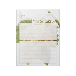 Receptsidor för botaniska vita druvor anteckningsblock