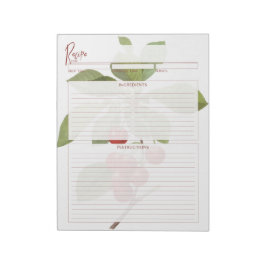 Receptsidor för botaniskt rödkörsbär anteckningsblock