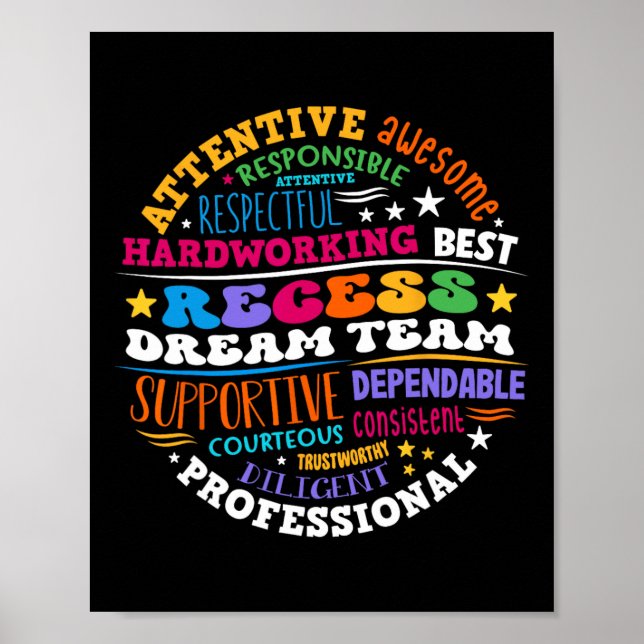 Recess Dream Team Teachers Students Monitor Back T Poster (Framsidan)