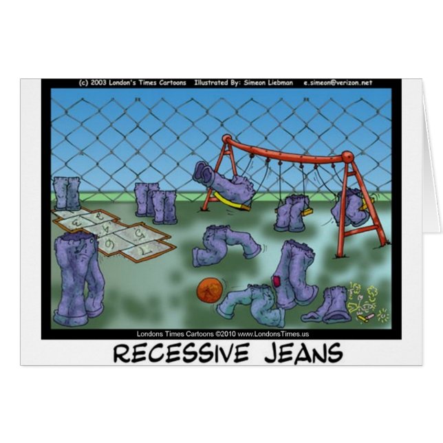 Recessivt Jeans Funny presenterar Tees & Collectib Hälsningskort (Framsidan Horizontal)