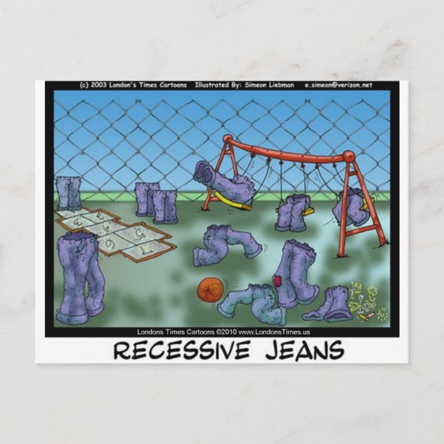 Recessivt Jeans Funny presenterar Tees & Collectib Vykort (Framsida)