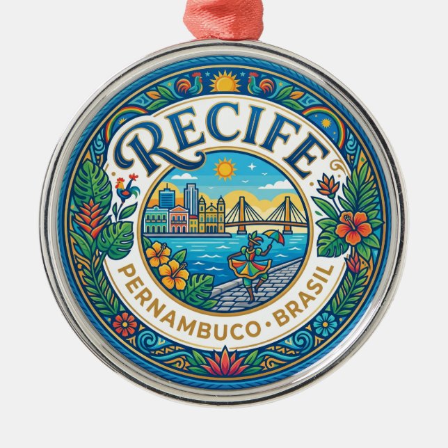 Recife Brasilien Julgransprydnad Metall (Framsidan)
